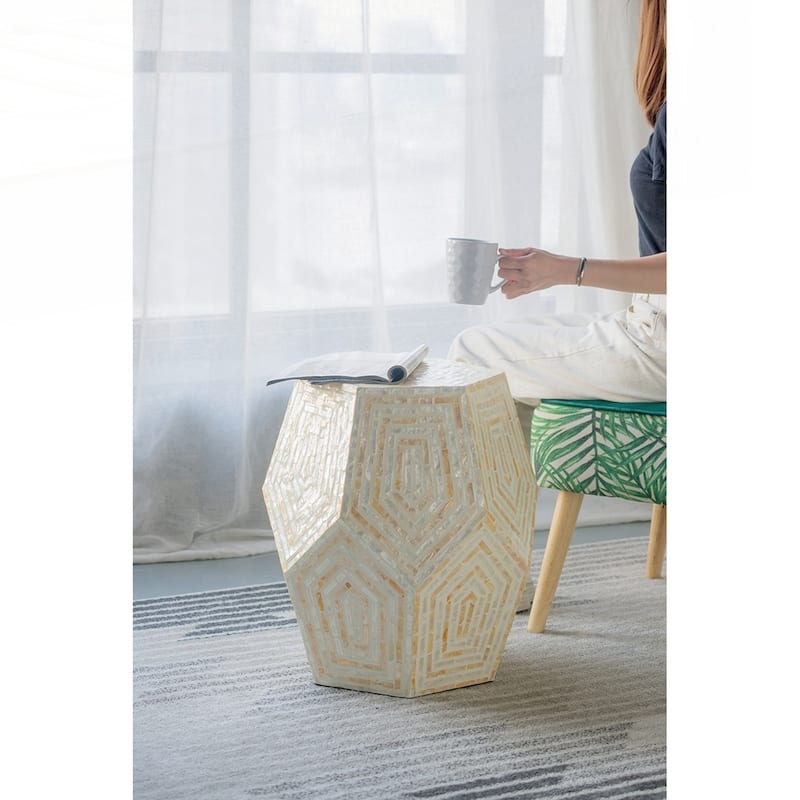 Hexagonal Capes Capiz Stool