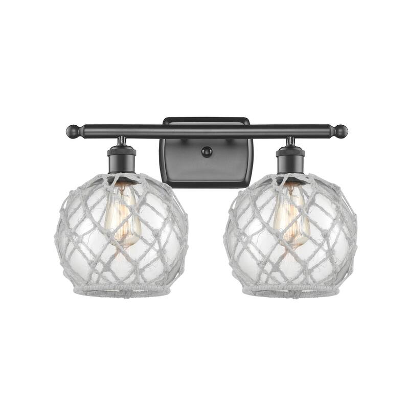 Innovations Lighting Farmhouse Rope 2 Light 16" Wide Bathroom Vanity - Oil Rubbed Bronze / Clear / White