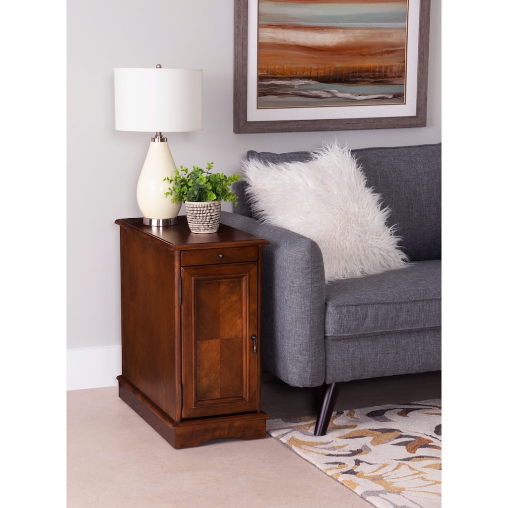 Rectangular Accent Table with USB and Storage Compartment - 24" - Hazelnut Brown