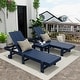 preview thumbnail 52 of 113, Shoreside Modern Poly Eco-Friendly All Weather Reclining Chaise Lounge With Wheels and Side Table (2-Piece Set)