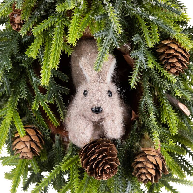 Frosted Tree with Squirrel and Pinecones Christmas Decoration - 12"