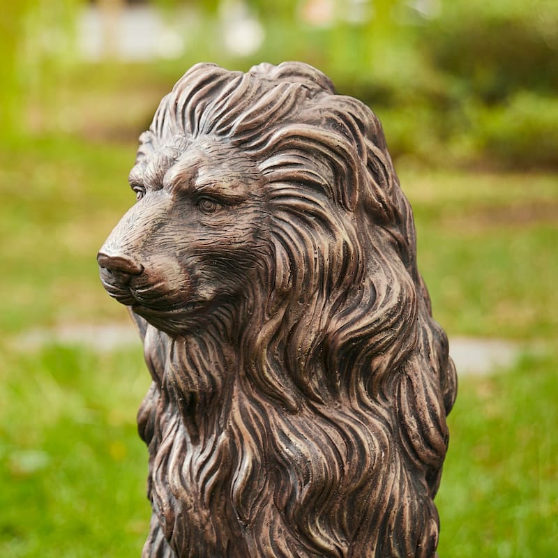 Glitzhome 28"H Oversized MGO Guardian Sitting Lion Garden Statue Porch Sculpture Indoor Outdoor