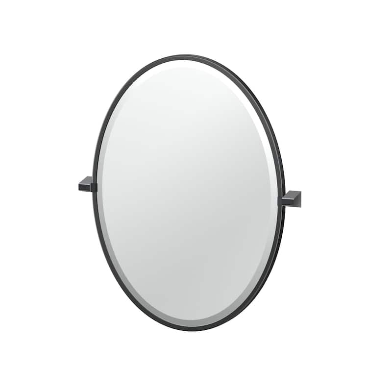 Gatco 5659F A-Line 27-1/2" x 22-3/4" Contemporary Oval Framed Bathroom - Matte Black