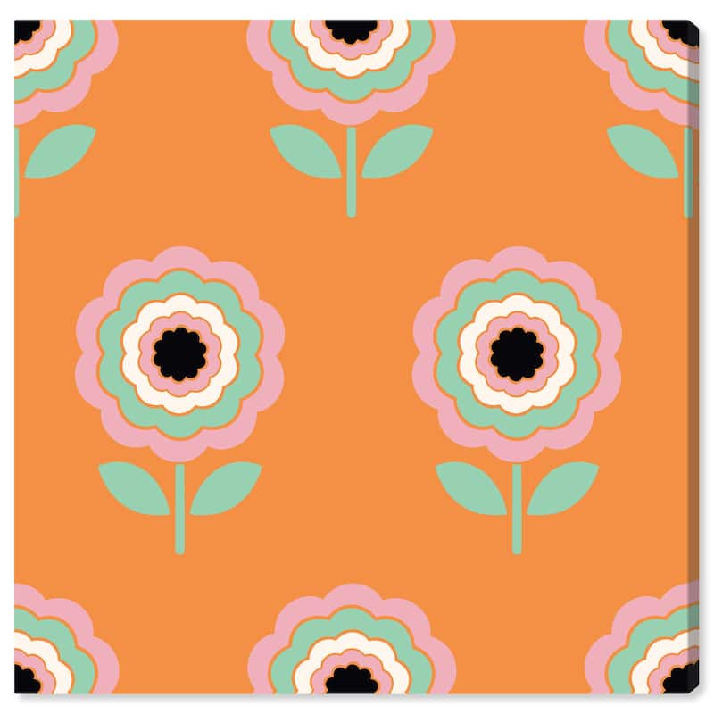 Wynwood Studio Canvas Floral and Botanical Pop Garden II Orange and Apricot Vintage Wall Art Canvas Print