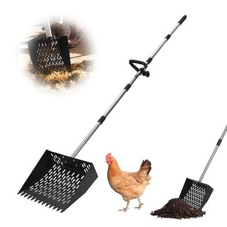9.8'' 2-in-1 Chicken Poop Scooper & Rake, Adjustable 24''-68.9 ...