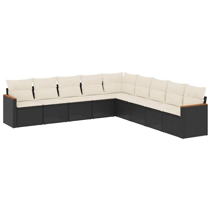 vidaXL Patio Sofa Set with Cushions Outdoor Conversation Furniture Poly Rattan