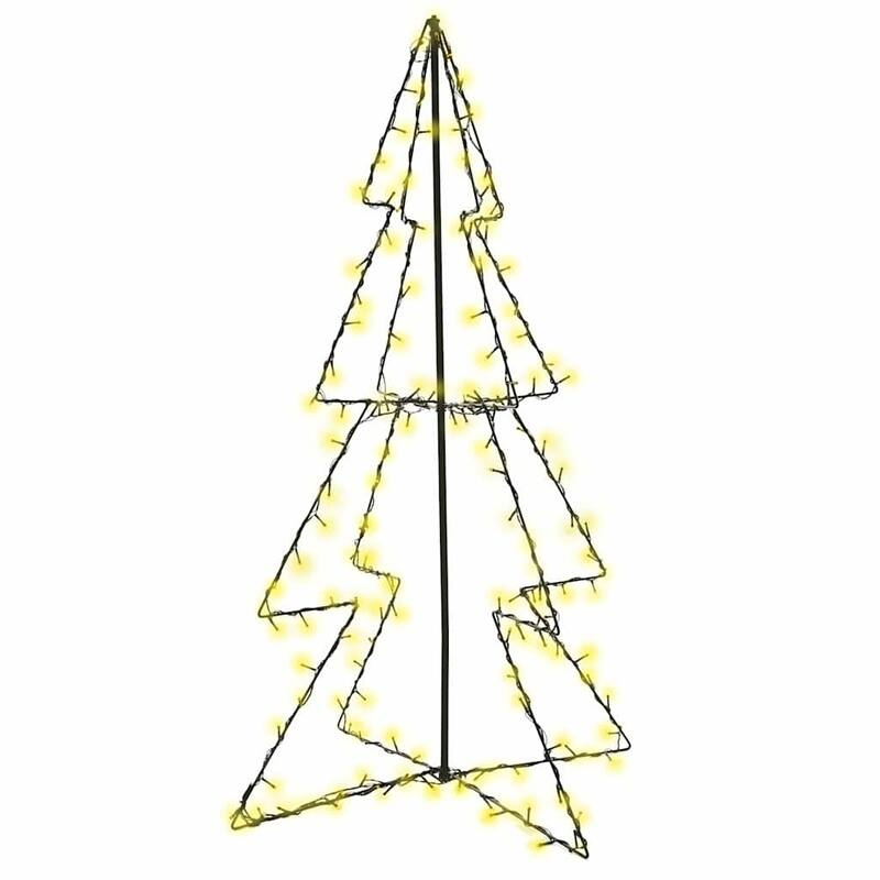 vidaXL Christmas Cone Tree Artificial Xmas Tree with LEDs Christmas Lighting