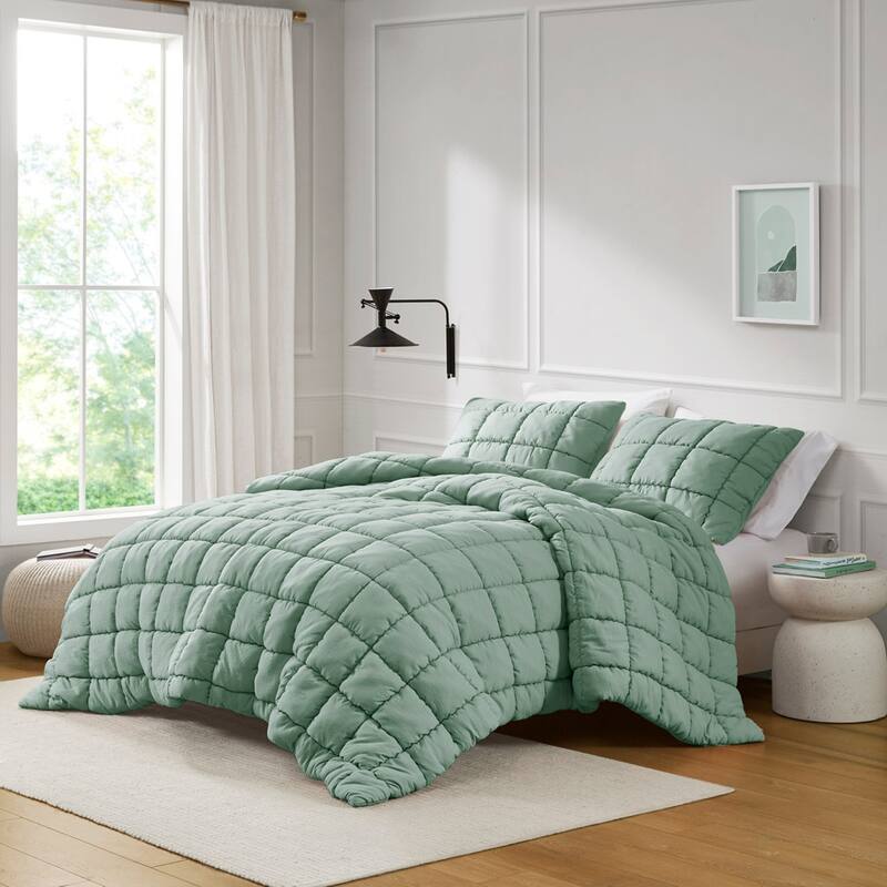Intelligent Design Dream Puff Down Alternative Comforter Set - Twin - Sage