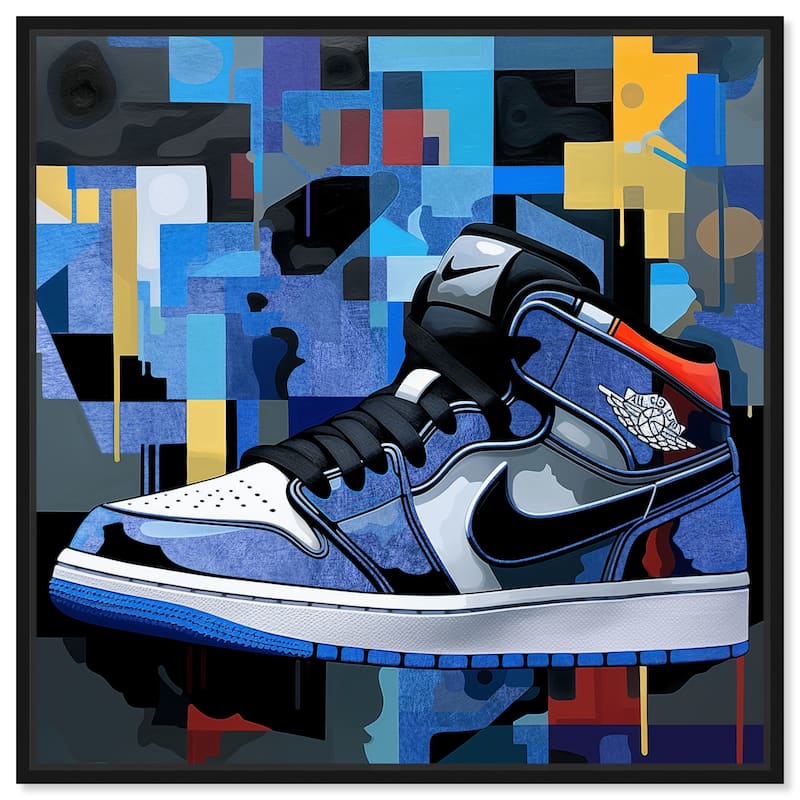 Notoriart Primary Sneakers Framed Sneaker 1 Piece Canvas Wall Art - 17 x 17 - Black