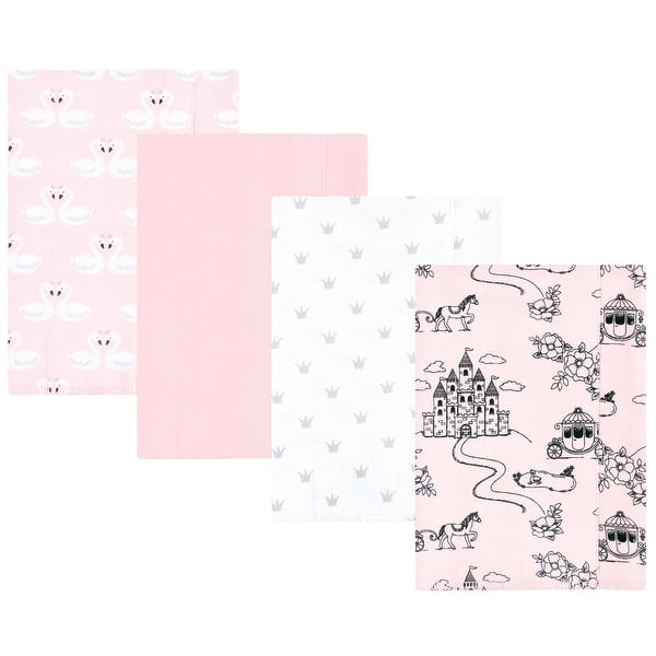 slide 1 of 1, Hudson Baby Infant Girl Cotton Flannel Burp Cloths, Fairytale Princess, One Size - Fairytale Princess 4 Pack - One Size One Size - Fairytale Princess 4 Pack