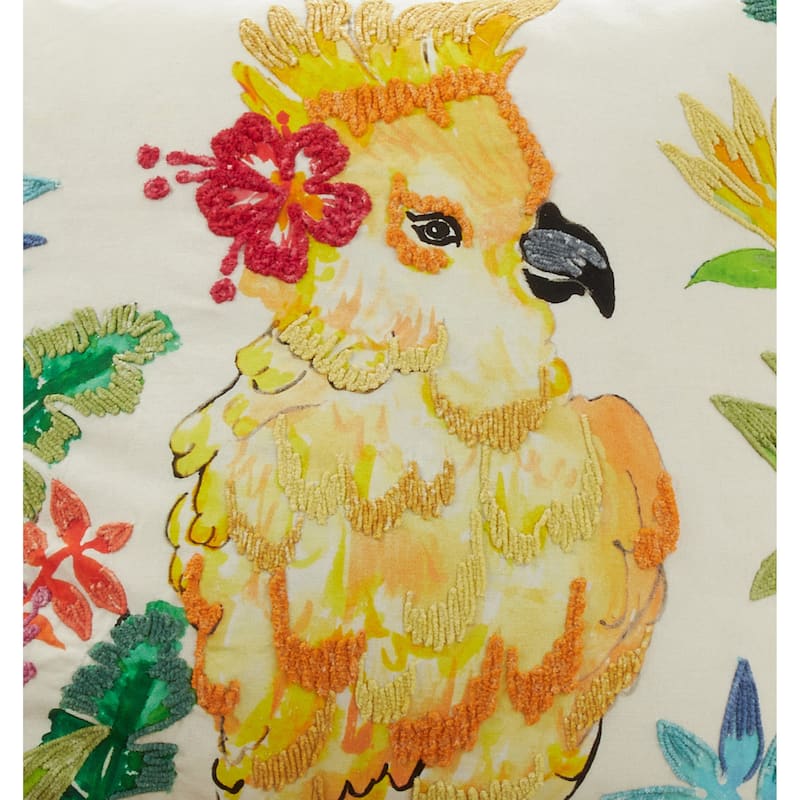Throw Pillow With Parakeet Design