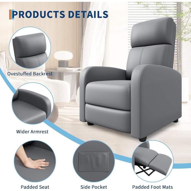 Ergonomic Adjustable Single Recliner Sofa Chair for Living Room, Home