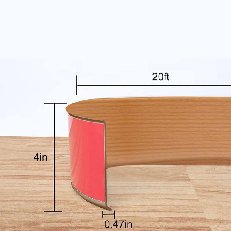 4in x 20ft Self-Adhesive PVC Flexible Baseboard Moulding Trim