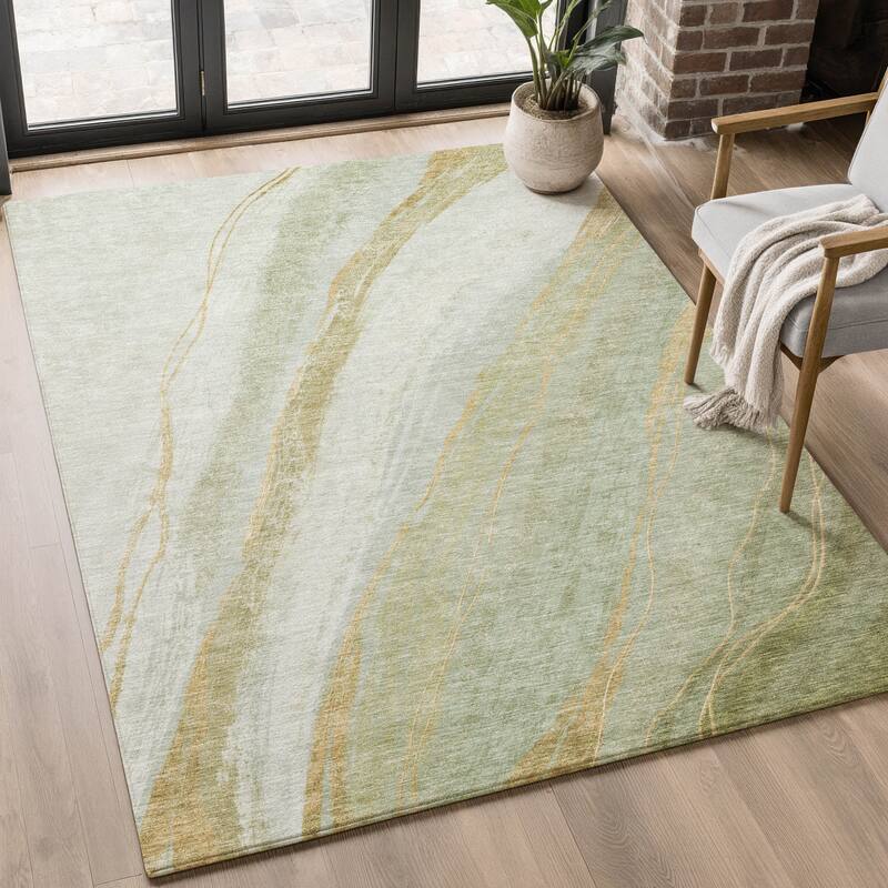 Premium Washable Super Soft Modern Motion Mayfield Rug - Sage - 8' x 10'