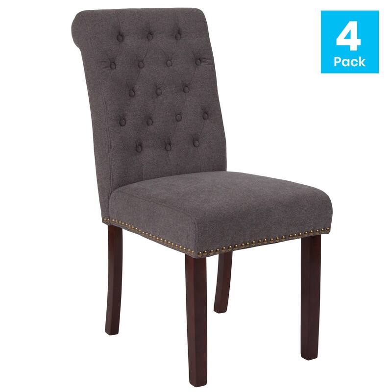 4PK Parsons Chairs-Rolled Back, Accent Nail Trim