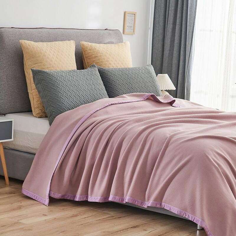 Satin Fleece Blanket Satin Binding Edges Twin Woodrose Bed Bath