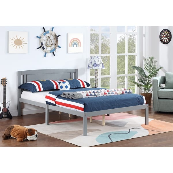 slide 2 of 8, Slat Bed Frame Platform Bed for Full Mattress - Grey Grey - Full