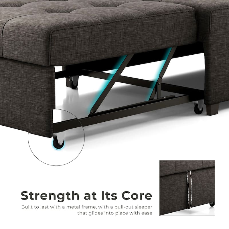 Jave Contemporary Fabric Convertible Tufted Futon Chair by Furniture of America