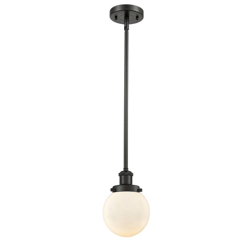 Innovations Lighting Beacon 6" Wide Mini Pendant - Rod Hung - Oil Rubbed Bronze / Matte White