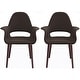 preview thumbnail 20 of 56, Set of 2 Organic Upholstered Fabric Modern Armchairs with Dark Walnut Brown Wooden Legs for Dining Room Office or Accent Chair Brown