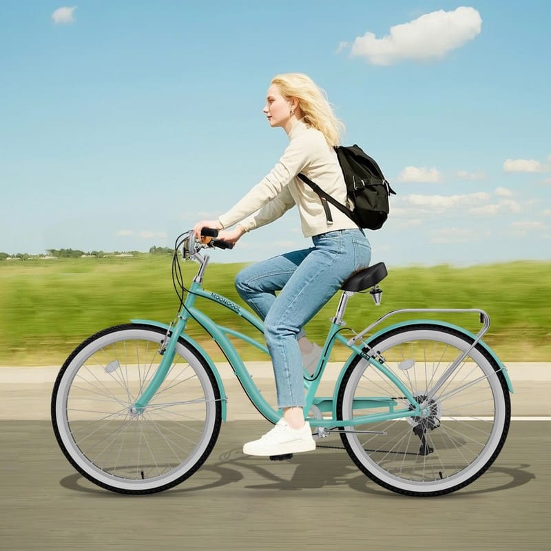 Beach Cruiser Bike for Women and Men, 24/26 Inch 7-Speed Adult Bicycle
