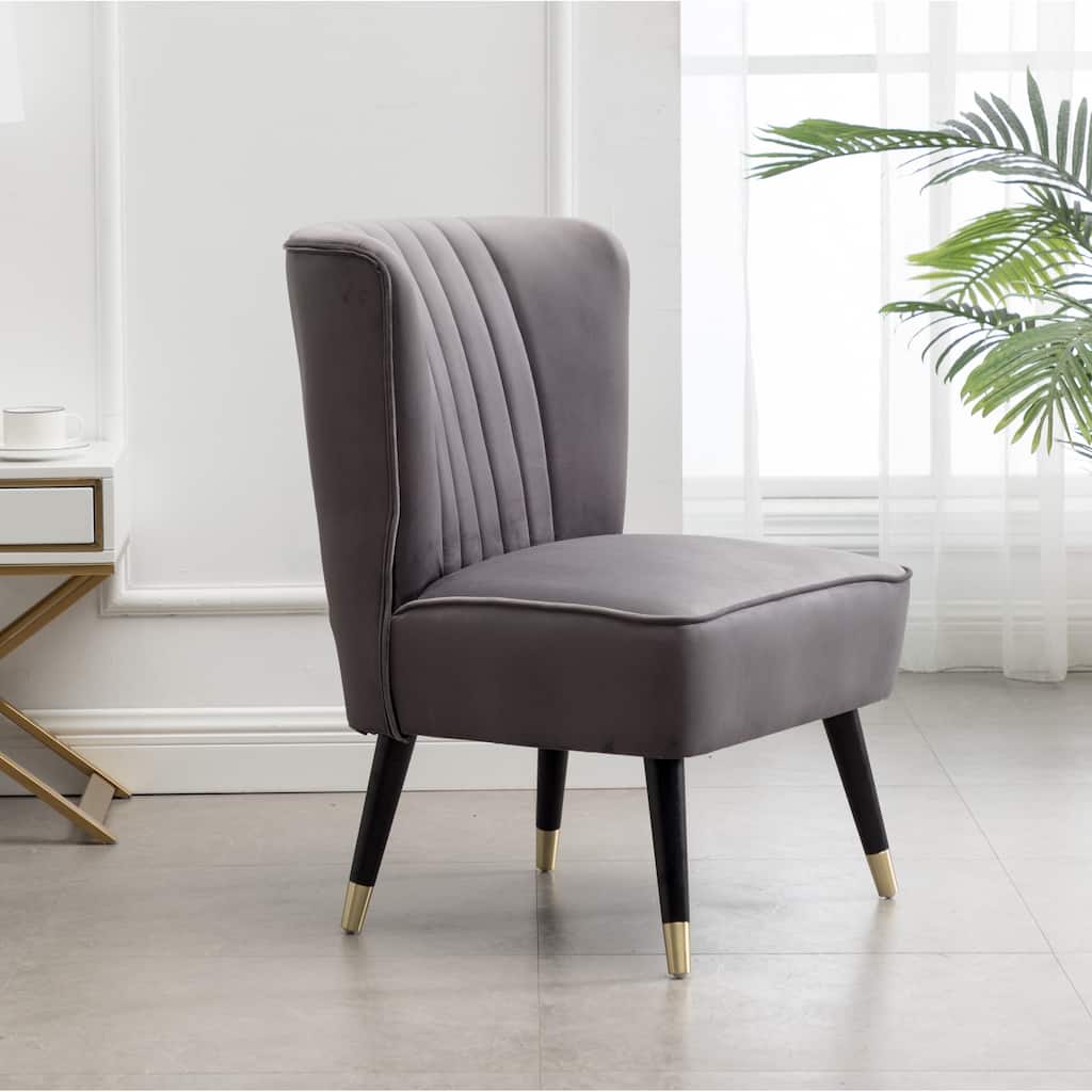 Gray Upholstered Chair Side Chair Lobby Chair Leisure Chair Armless Chair Corner Chair for Living Room