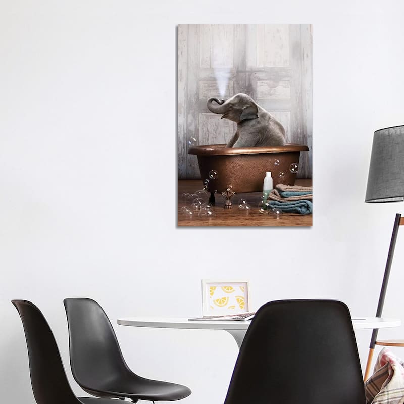 iCanvas "Elephant In The Tub" by Domonique Brown Canvas Print - 40x26x1.5