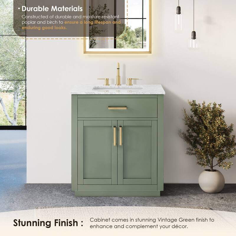 Altair Ivy Single Bathroom Vanity Set and Carrara White Countertop without Mirror