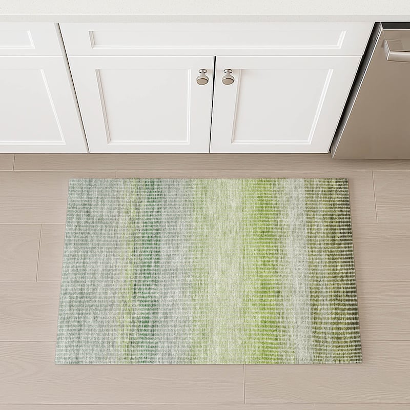 Machine Washable Indoor/ Outdoor Contemporary Stripes Chantille Rug