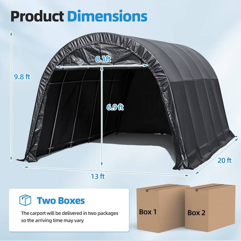 EROMMY Heavy Duty Storage Tent, Outdoor Tool Shed, Carport, Portable Garage for Patio, Garden