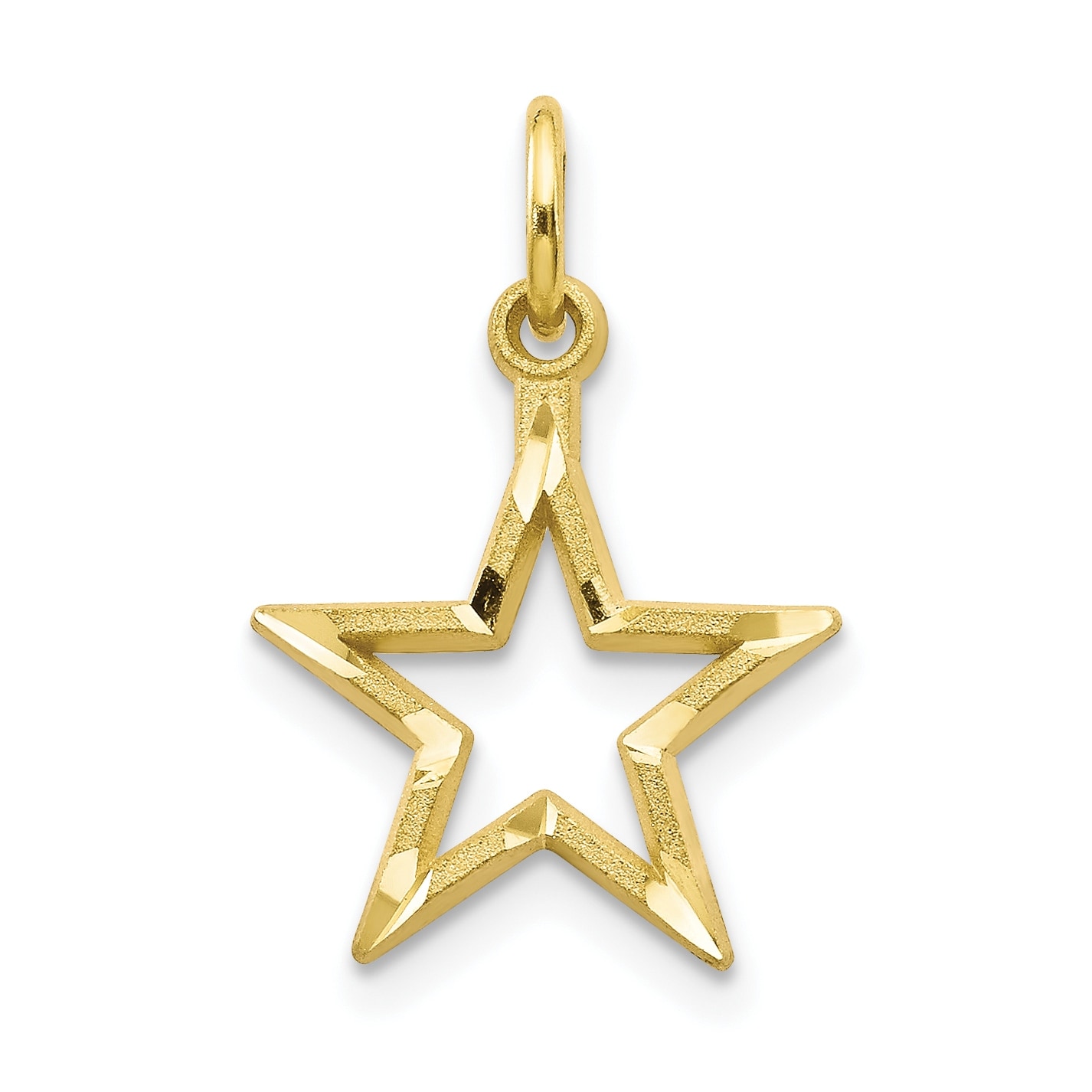 10K Yellow Gold Diamond Cut Flat Back Star Charm with 18-inch Cable Rope  Chain by Versil
