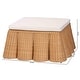 preview thumbnail 33 of 32, Palm Scallop Natural Rattan Ottoman with Cushion – Handwoven Wicker Accent Bench or Footrest for Living Room or Sunroom, Square