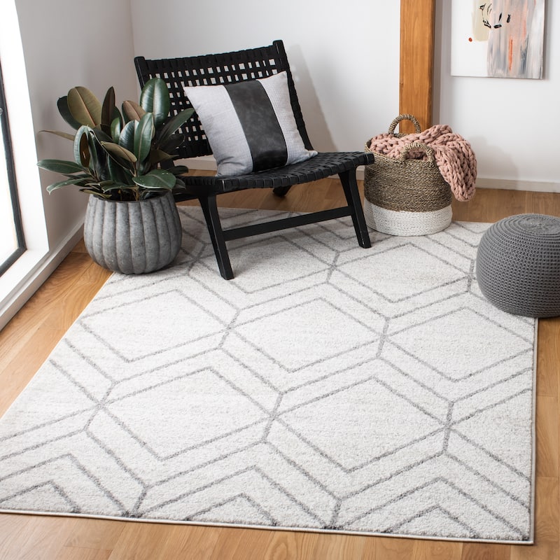 SAFAVIEH Adirondack Juvelina Modern Geometric Rug - 10' x 14' - Light Grey/Dark Grey