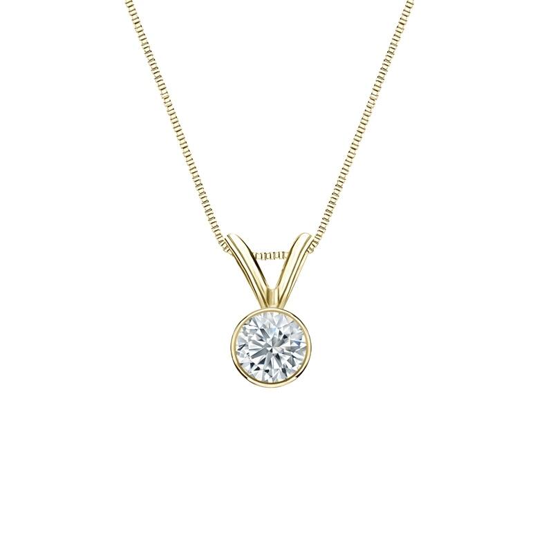 Auriya 18-karat Gold 0.20ctw Round Solitaire Lab Grown Diamond Necklace Bezel (H-I VS) - 0.2 - Yellow