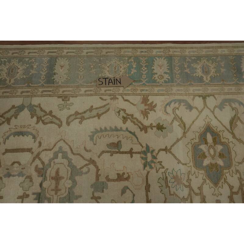Hand Knotted Oriental 100% Wool Carpet Traditional All-Over Beige & Ivories Ziegler Area Rug - 9' 5'' X 7' 8''