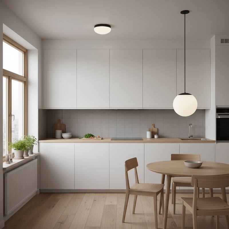 10 inch Diameter Etched White Glass Globe Integrated LED Pendant - Black