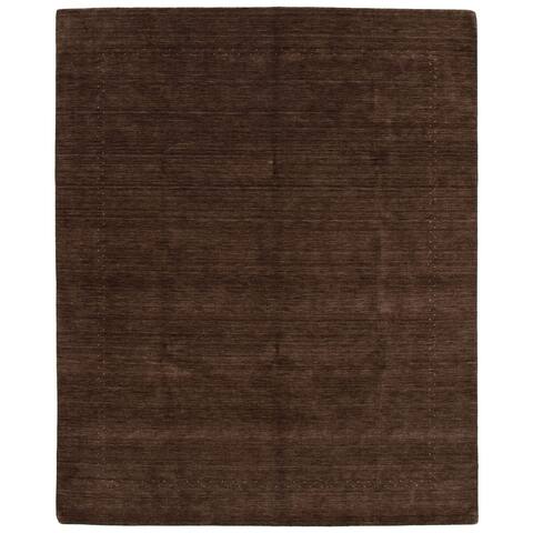 ECARPETGALLERY Hand Loomed Gabbeh Luribaft Dark Brown Wool Rug - 8'4 x 10'2