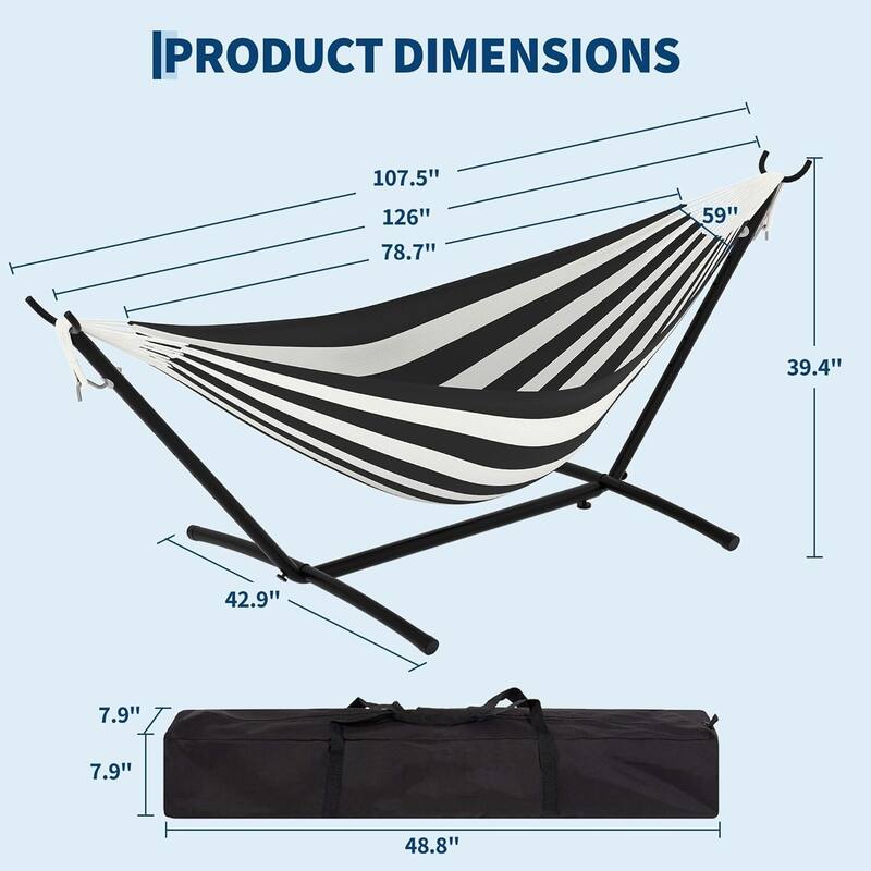Portable Double Hammocks with Carrying Bag for Outside, 450 lbs Capacity
