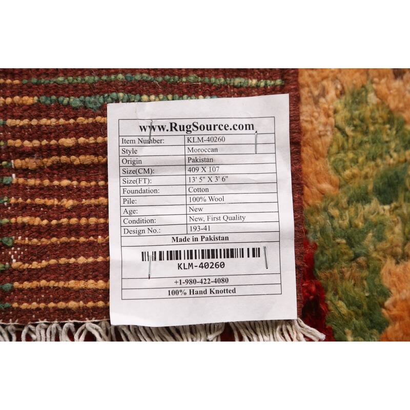 Moroccan Oriental Runner Rug Handmade Hallway Wool Carpet - 3'6" x 13'5"