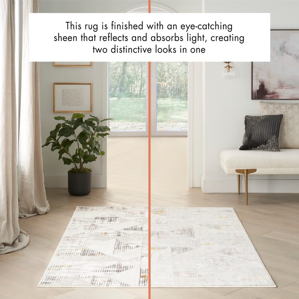 Nourison Glam Indoor Grey Geometric Area Rug