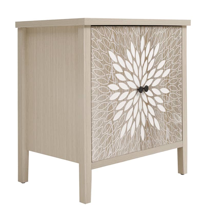 Roomfitters 2-Door Accent Storage Cabinet, Modern Carved Buffet Sideboard with Adjustable Shelf