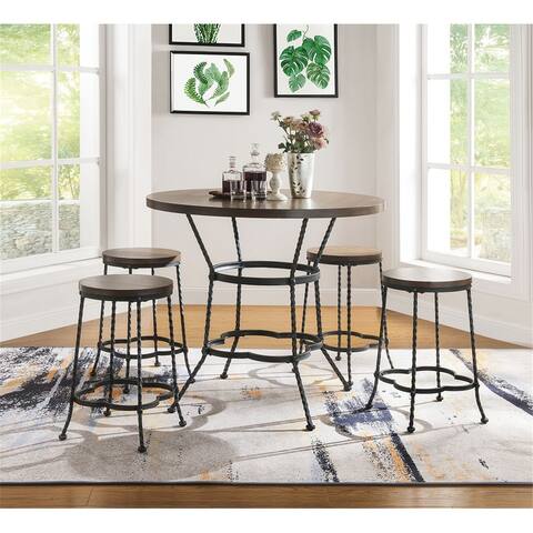 TiramisuBest 5-Piece Counter Height Dining Set with Sturdy Metal Frame