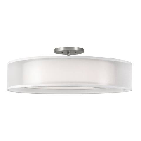 30'' Cortez LED Semi-Flush - Satin Nickel - Shear Organza Shade-