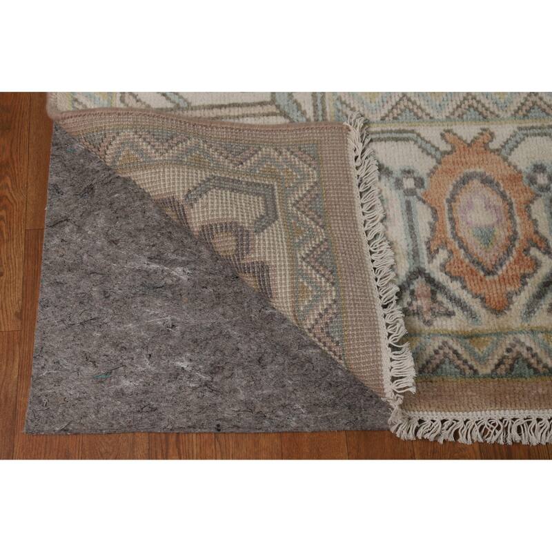 Hand Knotted Oriental 100% Wool Carpet Transitional All-Over Brown Oushak Area Rug - 11' 9'' X 8' 11''