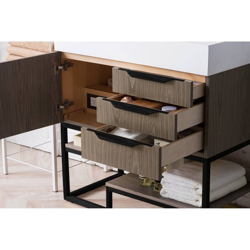James Martin Vanities Columbia 36" Single Vanity, Ash Gray with Matte Black Hardware