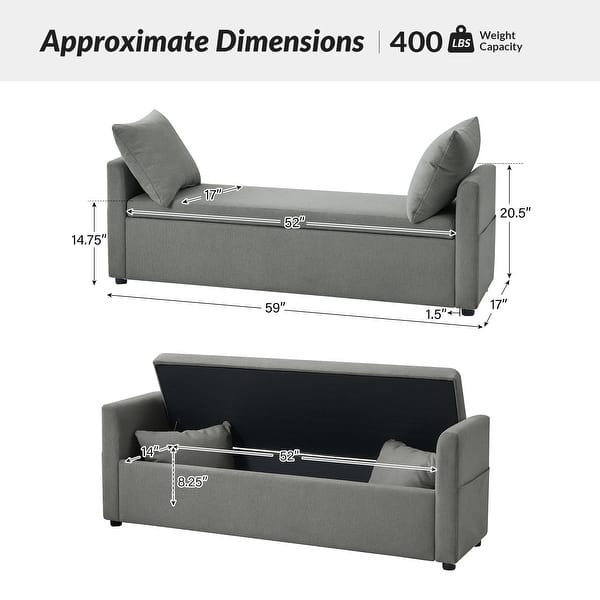 dimension image slide 2 of 3, Pedro Modern Storage Bench with divided fabric pockets by HULALA HOME