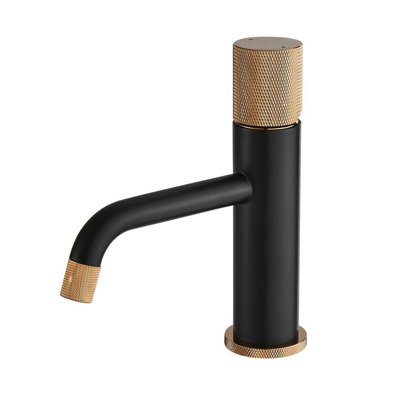 Modern Single-Handle Black and Gold Widespread Bathroom Sink Faucet