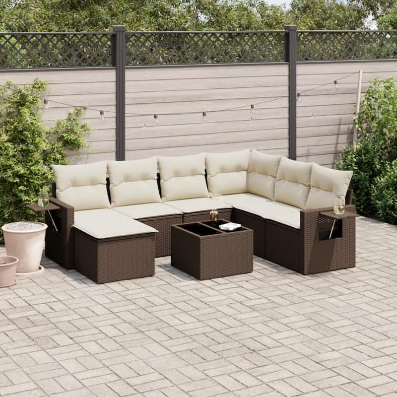 vidaXL Garden Sofa Set - Brown and cream Without table