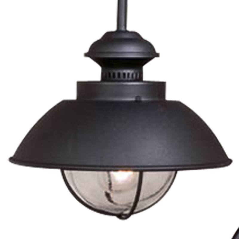 Harwich 1L Black Coastal Outdoor Dome Barn Post Light Clear Glass - 10-in W x 20.5-in H x 12.75-in D