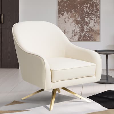 Modern Upholstered 360-degree Swivel Accent Chair Faux Leather Sofa Chair